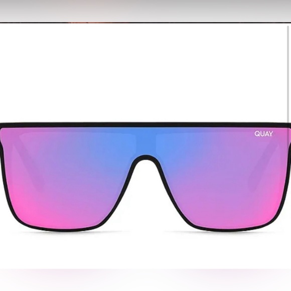 Quay Australia Nightfall 52MM Shield Unisex Sunglasses- Matte Black/Pink - Picture 2 of 7